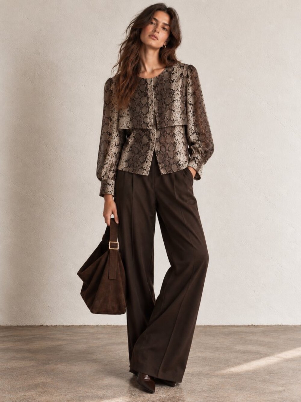 Vintage Silk Snake Print Blouse | Cape Overlay Button Up S